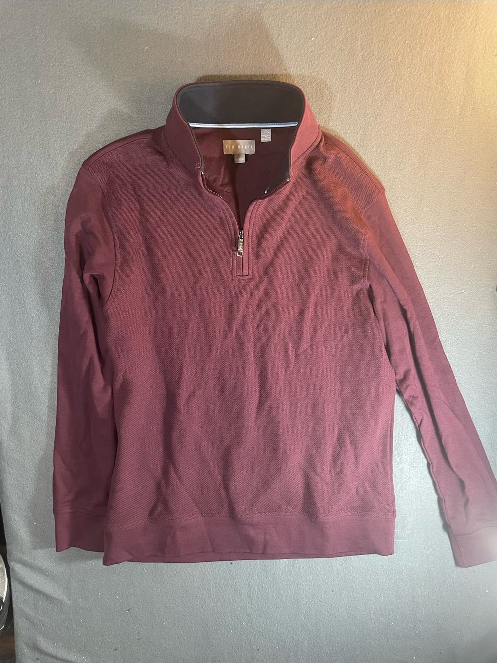 Ted Baker Burgundy 3/4 Zip-Up Textured Sweater